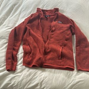 burnt orange patagonia full zip sweater